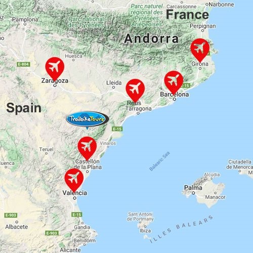 Airports in Aragon, Catalonia and Valencia, north east Spain