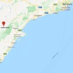 Map showing where Valderrobres is in north-east Spain