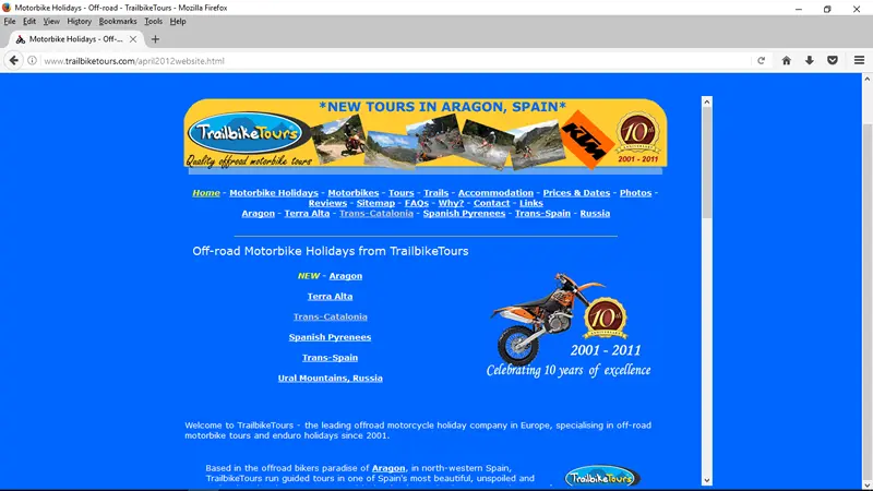 April 2012 website - TrailbikeTours