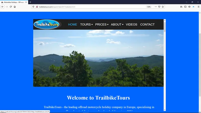 New-look TrailbikeTours website for September 2017