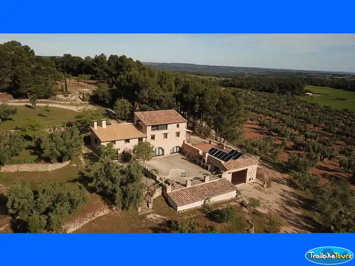 Aerial view of TrailbikeTours farmhouse